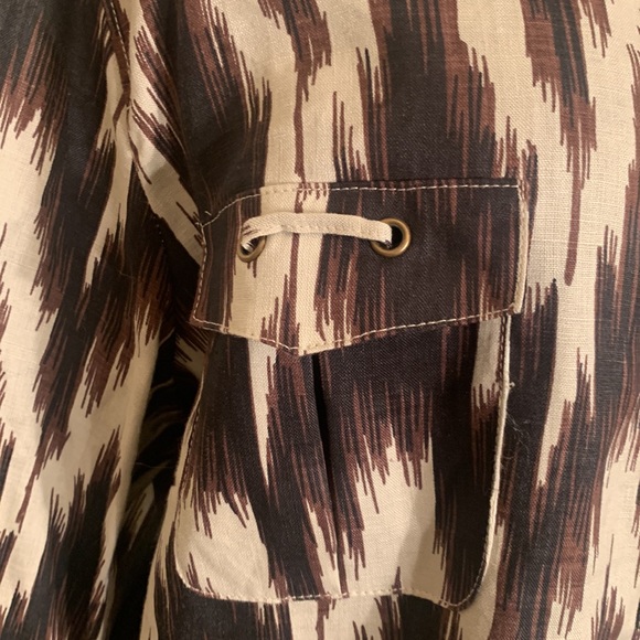 Chico's Ikat Linen Button Up Shirt Blazer
Jacket Boxy Brown Women's Plus… - Picture 6 of 13